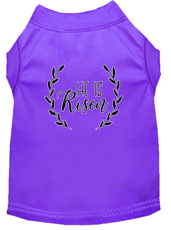 He Is Risen Screen Print Dog Shirt Purple XXXL